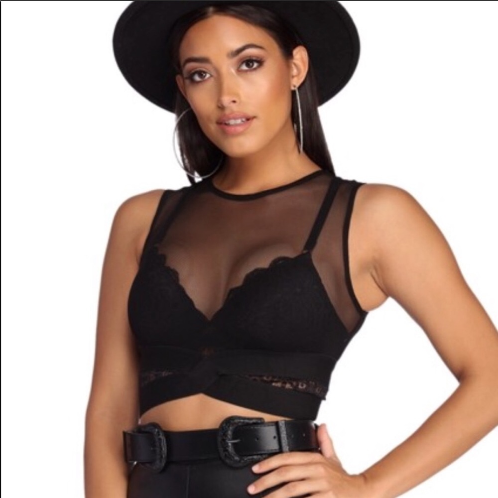 Windsor Black Sexy Mesh Crop Top